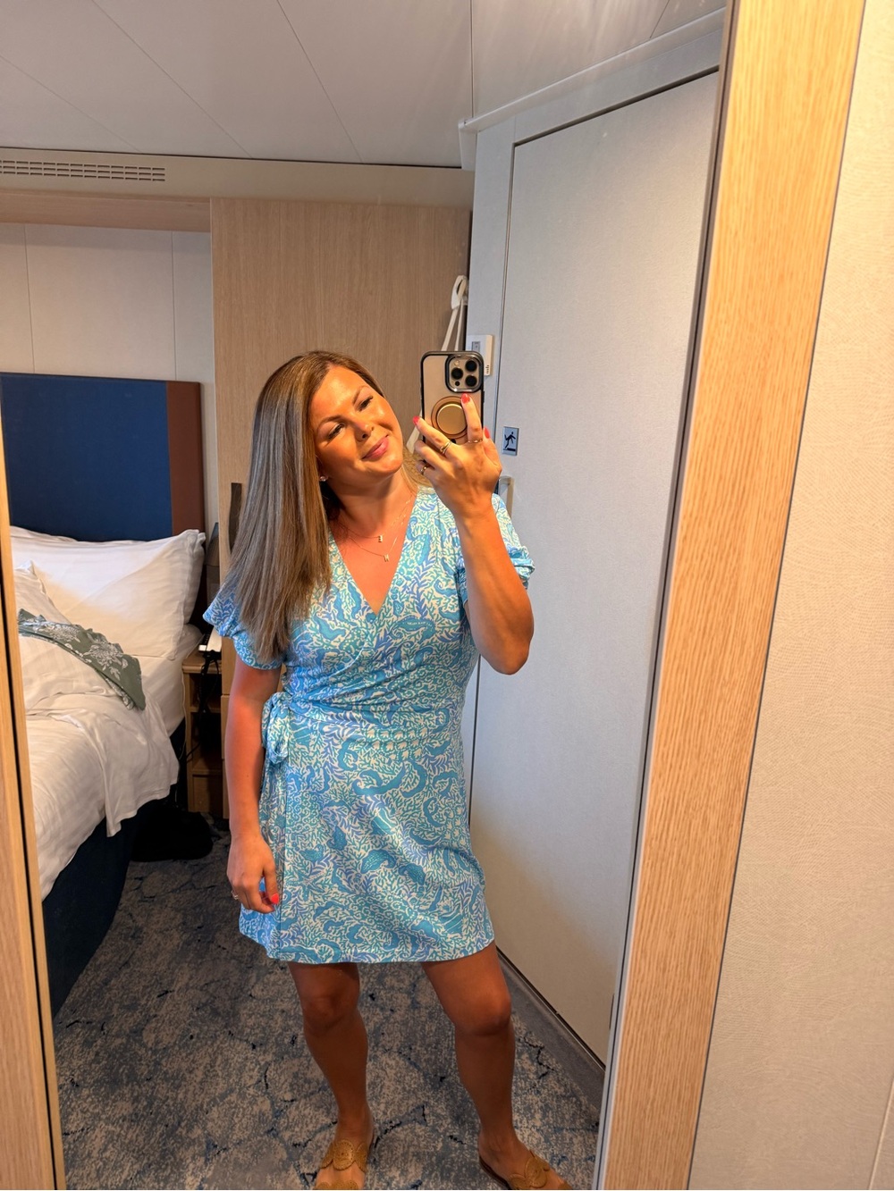 Lilly Pulitzer Light Blue Paisley Wrap Mini Dress